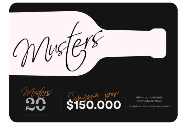 Gift card de Musters por 150.000 pesos, válida por cualquier producto en stock