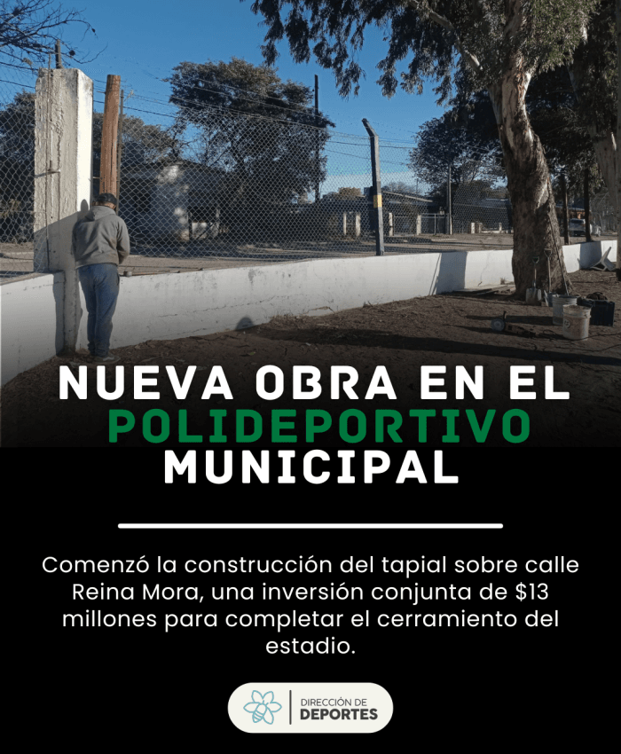 Gráfica de obra: construcción del tapial del Polideportivo Municipal sobre calle Reina Mora